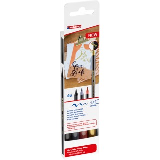 Art.-Nr. 345297<br>EDDING Fasermaler-Set 1340 XMAS-Mix 4 Stück mit Pinselspitze 1-3 mm farbig sortiert