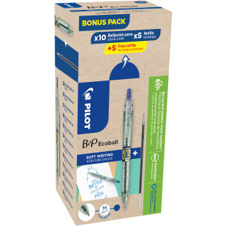 Art.-Nr. 347232<br>PILOT Kugelschreiber B2P Ecoball 2014 10 Stück inkl. 10 Stück Nachfüllminen M 0,4 mm schwarz