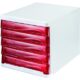 Art.-Nr. 322220<br>HELIT Schubladenbox 5 Fächer rot transparent