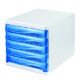 Art.-Nr. 322222<br>HELIT Schubladenbox 5 Fächer blau transparent