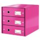 Art.-Nr. 331241<br>LEITZ Schubladenbox Click & Store 6048 mit 3 Schubladen pink-metallic