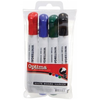 Art.-Nr. 340425<br>OPTIMA Whiteboardmarker 4 Stück mit Rundspitze 1-5 mm mehrere Farben