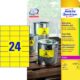 Art.-Nr.340937<br>AVERY ZWECKFORM Wetterfeste Etiketten L6131-20 480 Stück 70 x 37 mm gelb