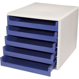 Art.-Nr. 341463<br>M&M Schubladenbox 5 Laden grau/blau