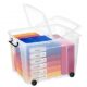 Art.-Nr.341807<br>CEP Strata Aufbewahrungsbox mit Doppelklappdeckel 75 Liter mit Rollen transparent