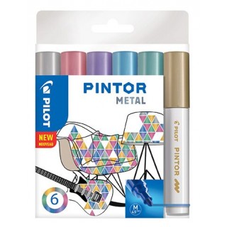 Art.-Nr. 343068<br>PILOT Kreativmarker Pintor Metallic 6 Stück M farbig sortiert