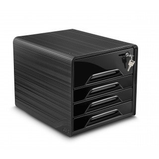 Art.-Nr. 343564<br>CEP Schubladenbox Smoove Secure 4 Schubladen mit Zylinderschloss schwarz