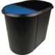 Art.-Nr. 343690<br>HELIT Papierkorb the double H6103993 20+9 Liter Duo-System mit Deckel schwarz/blau