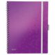 Art.-Nr. 343752<br>LEITZ Collegeblock Be Mobile WOW 4645 DIN A4 80 Blatt kariert violett