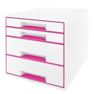 Art.-Nr. 343761<br>LEITZ Schubladenbox WOW Cube 5213 mit 4 Laden weiß/pink