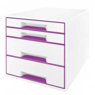 Art.-Nr. 343764<br>LEITZ Schubladenbox WOW Cube 5213 mit 4 Laden weiß/violett