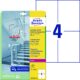 Art.-Nr. 344235<br>AVERY ZWECKFORM Antimikrobielle Etiketten L8013REV-10 40 Etiketten wiederablösbar 105 x 148 mm transparent