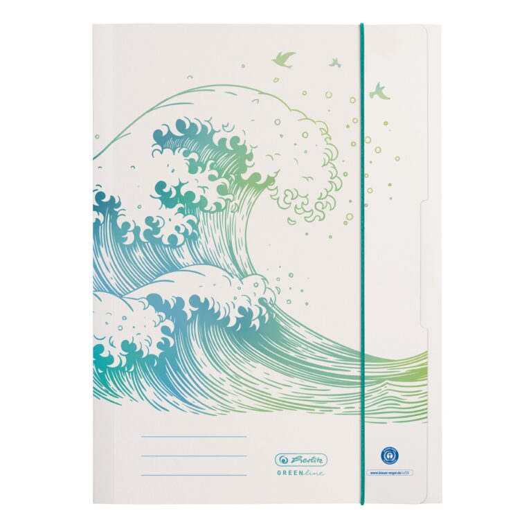 Art.-Nr. 344332<br>HERLITZ Sammelmappe GREENline Welle DIN A4 mit Gummizug weiß