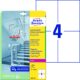 Art.-Nr. 344484<br>AVERY ZWECKFORM Antimikrobielle Etiketten L8013-10 40 Etiketten permanent haftend 105 x 148 mm transparent