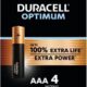 Art.-Nr. 344538<br>DURACELL Batterie Optimum 4 Stück AAA im Blister