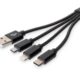 DIGITUS Ladekabel 3-in-1 Lightning, Micro USB, USB-C schwarz