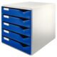 Art.-Nr.913266<br>LEITZ Schubladenbox 5280 5 Laden 28,5 x 35,5 x 29 cm blau